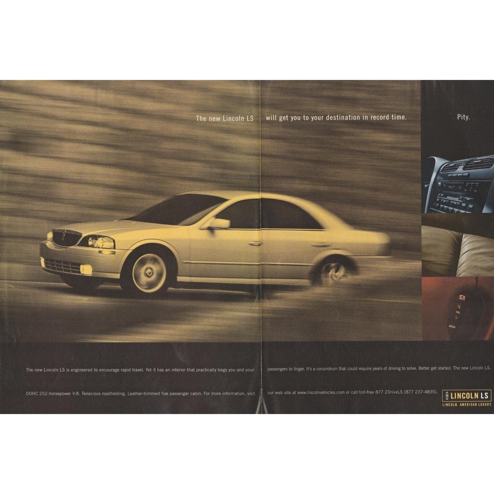 Vintage 1999 Lincoln LS Print Ad Luxury Sedan Automobile Car Y2K Garage Decor